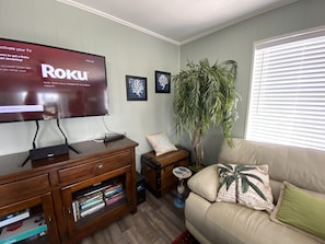 Living area with smart tv 