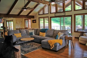 Living Room with Vaulted Ceiling