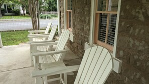 Pollywood Adirondack chairs with curved backs are super comfy! Bring a beverage!