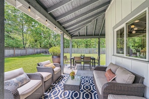 Wraparound outdoor patio.