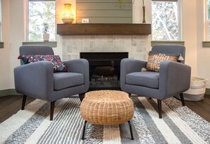 Warm up by the fire, or just lounge with a cool drink depending on the season. 