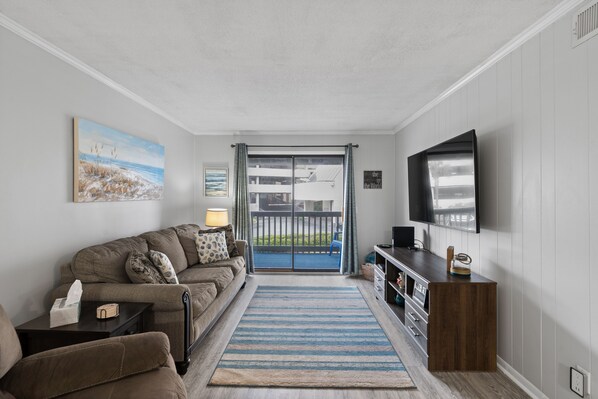 Perfect room for friends and family to gather around for movie night.