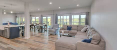 Beach Villas A & B offers a spacious open floor plan with a huge kitchen.