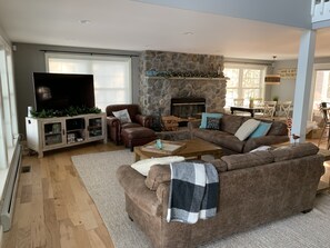 Living room, open to kitchen and dining room