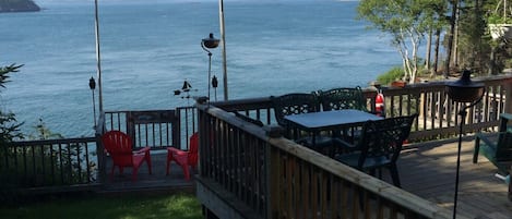 One of several decks overlooking the ocean.