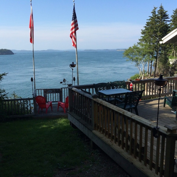 One of several decks overlooking the ocean.