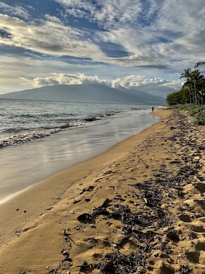 Sandy  beach just 75 steps away.  Wow, less crowds, watch sunsets. 
