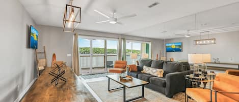 Living room with main channel lake view