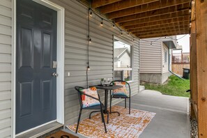 Enjoy a morning coffee or afternoon glass of wine on the quaint patio.