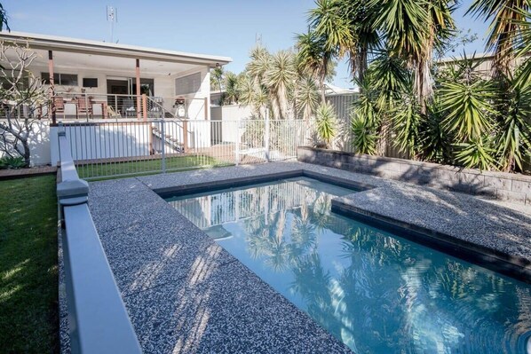 Take a swim in the fully fenced pool.