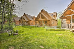 Cabin Exterior | Fire Pit | Located in Double JJ Resort