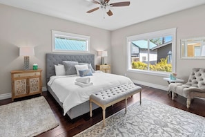 Master Bedroom- Walk-in closet, Smart TV and master bathroom.