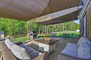 Shaded Patio | Weber Gas Grill | Gas Fire Pit