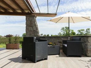 Sky, Cloud, Property, Plant, Table, Shade, Umbrella, Building, Wood, Outdoor Table