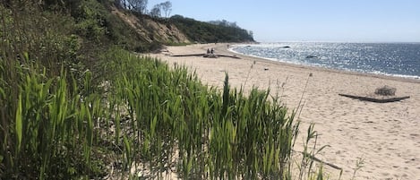 Beautiful sandy beach at the base of the bluff  