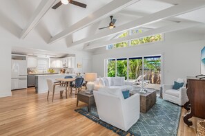 Open floor plan with powder room