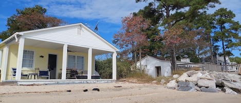 Our back patio that is just steps to the beach! 