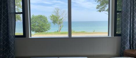 Living room #1 with panoramic Lake Huron views.