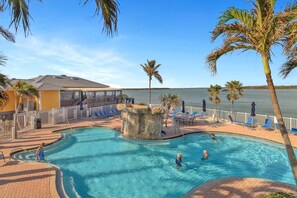 As a guest, you'll enjoy the resort's heated lagoon-style pool, expansive sundeck and hot tub - all overlooking the Estero Bay.