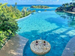 Infinity pool with view of Marina Cay