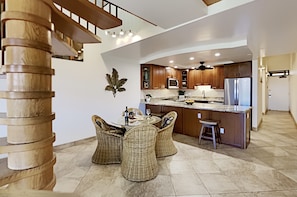 Extra seating at the kitchen island for friends and family