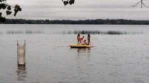Raft, slide and great sandy swimming area