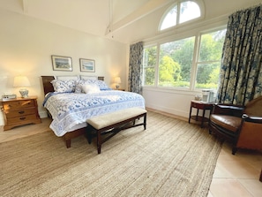 The first-floor, king-bed "Bleu Toile" room