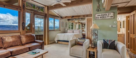 Living room with mountain views