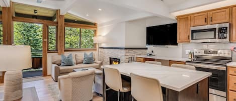 Fully remodeled kitchen off of the living area