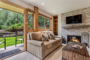 Living room with patio access