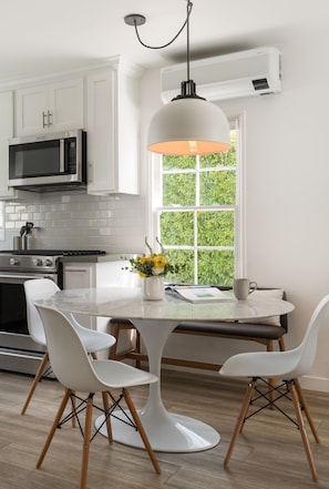 Curated dining area for family gathering.