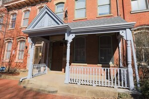 A shot of the historic front of the building