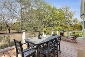 Porch dining overlooking the low-country marsh