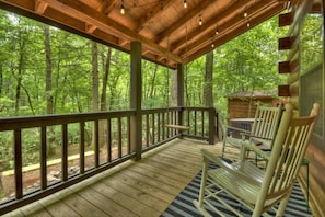 Front porch rocking chairs and swing