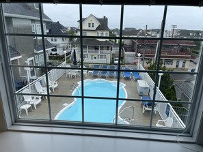 Great view of pool from master bedroom