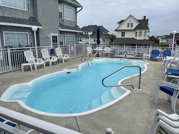 2nd Floor 4’ 5”  Heated pool overlooking the street. 