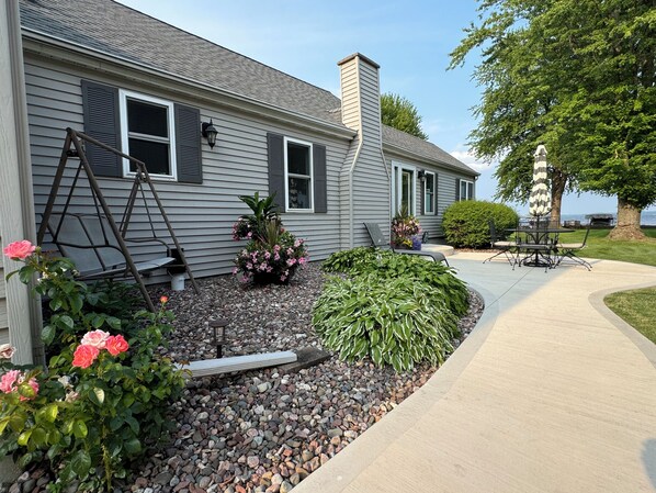new poured concrete patio - South side of home/property overlooking lakefront