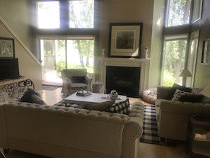 standing in the kitchen looking at the living space