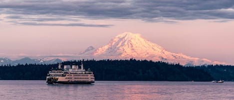 Unparalleled views of Mt. Rainier and the Washington State Ferries.