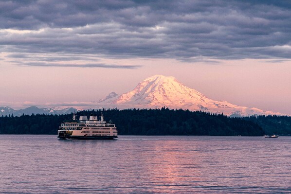 Unparalleled views of Mt. Rainier and the Washington State Ferries.