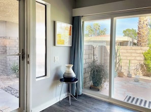 Sliding glass doors lead to the patio from the living room