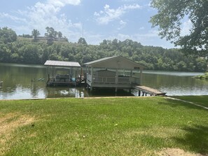 Lake front and view of Cabana and pier. 