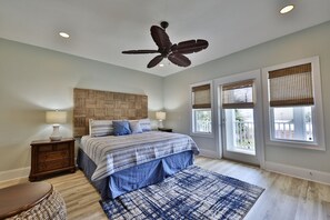 Master bedroom with king size bed.