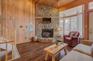 Living Area Fireplace and TV