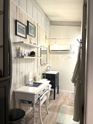 Looking into the Galley Style Bathroom
