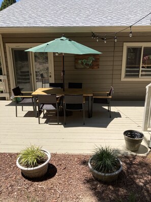 Back deck with dining table