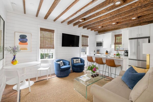 Living Room with Exposed Beams