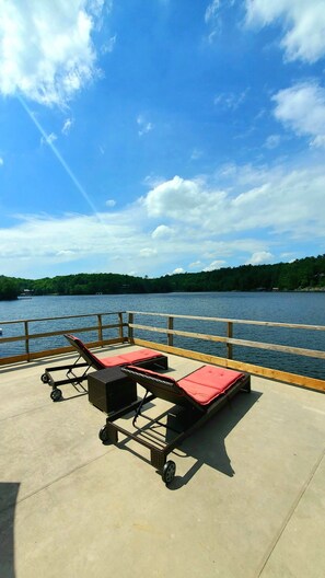 Boathouse deck; .perfect for sunning. cocktails, stargazing at night