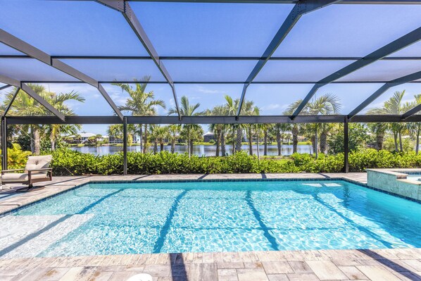 Pool overlooking lake