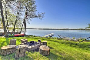 Front Yard | Fire Pit | Private Dock w/ Kayaks